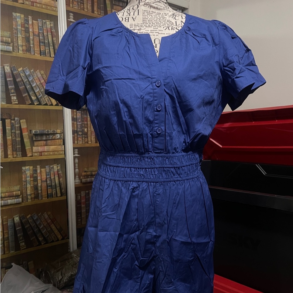 Sugarlips Blue Button-Down Jumpsuit